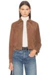Nili Lotan Beauvais Cropped Suede Jacket In Brown