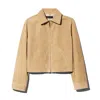 Nili Lotan Beauvais Suede Zip-front Jacket In Brown