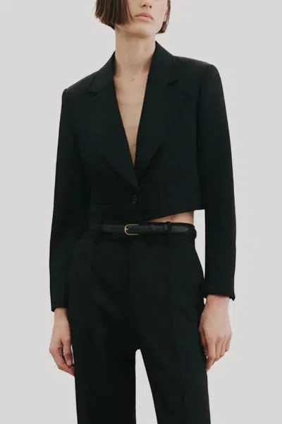 Nili Lotan Belino Cropped Wool Jacket In Black