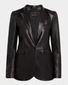 Nili Lotan Belmonde Leather Single-breasted Jacket In Black