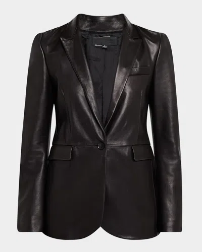 Nili Lotan Belmonde Leather Single-breasted Jacket In Black
