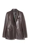 Nili Lotan Belmonde Leather Tailored Jacket In Red