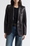 Nili Lotan Belmonde One-button Lambskin Leather Blazer In Black