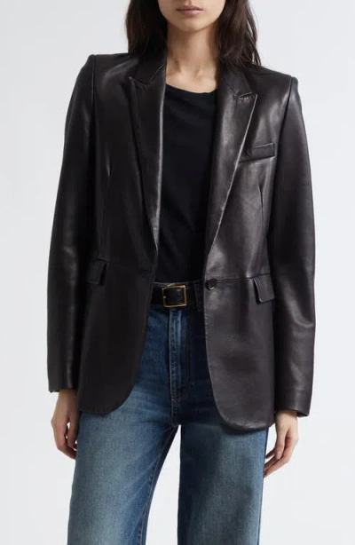NILI LOTAN NILI LOTAN BELMONDE ONE-BUTTON LAMBSKIN LEATHER BLAZER