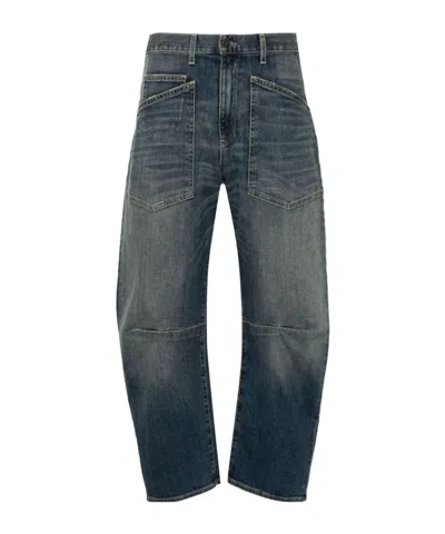 Nili Lotan Shon Barrel Jeans In Classic Wash In Blue