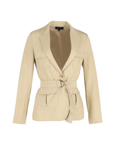 Nili Lotan Belted Utility Jacket In Beige Cotton