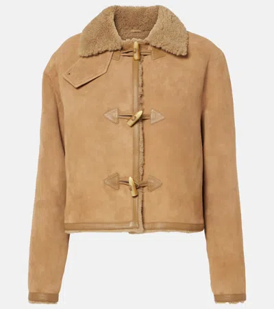 Nili Lotan Benoite Shearling-lined Suede Jacket In Nude