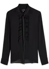 Nili Lotan Bertille Ruffle-trimmed Silk-chiffon Blouse In Black