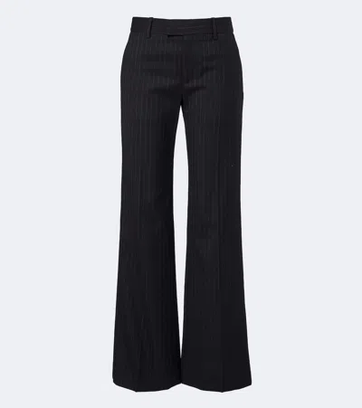 Nili Lotan Bethany Pinstriped Wool Flared Pants In Blue