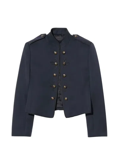 Nili Lotan Betsy Button Shoulder Jacket In Blue