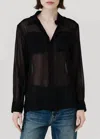 Nili Lotan Betty Chiffon Silk Shirt In Black In Black