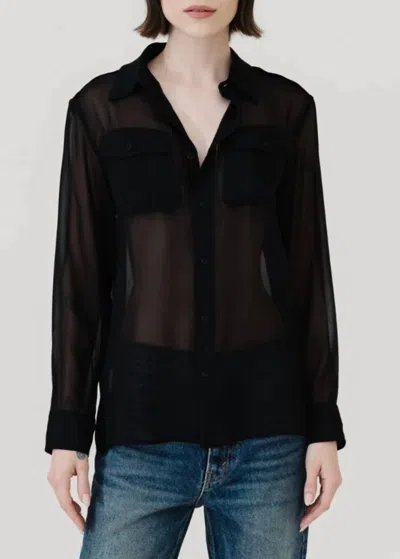 Nili Lotan Betty Chiffon Silk Shirt In Black
