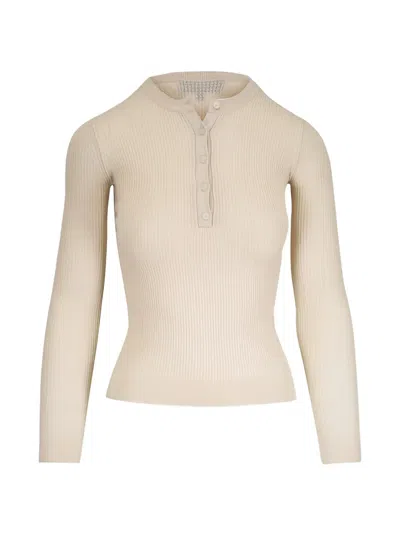 Nili Lotan Bijoux Ribbed-knit Top In Neutral