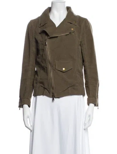 Pre-owned Nili Lotan Biker Jacket In Green