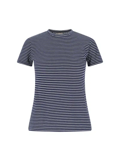 Nili Lotan Blue Cotton T-shirt With White Stripes