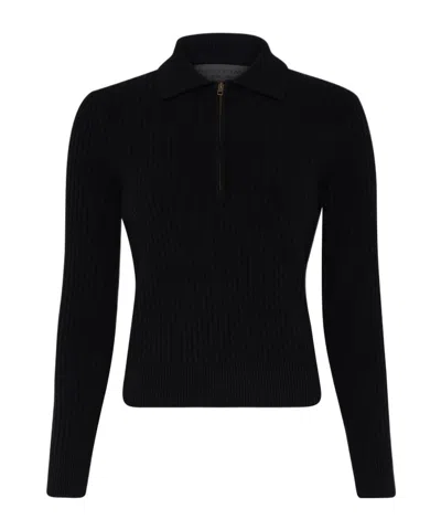Nili Lotan Braxton Half-zip Sweater In Black