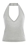 Nili Lotan Britt Halterneck Cotton Jersey Top In Grey