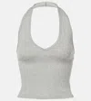 Nili Lotan Britt Halterneck Cotton Jersey Top In Grey