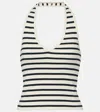 Nili Lotan Britt Striped Halterneck Cotton Top In Multi