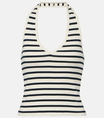 Nili Lotan Britt Striped Halterneck Cotton Top In Multi