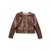 Nili Lotan Zanie Short Shearling Coat In Vintage Whiskey In Brown