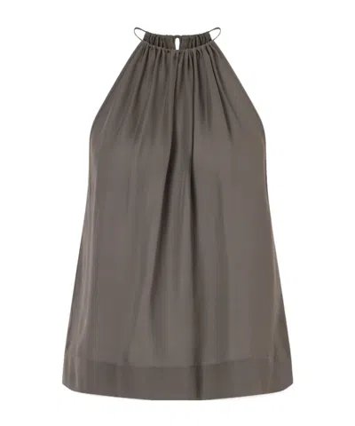 Nili Lotan Nikki Silk Halterneck Tank In Brown