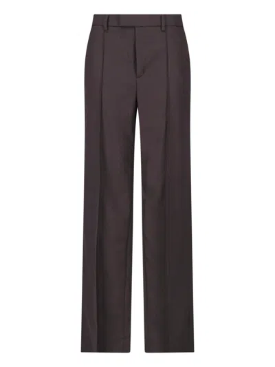 Nili Lotan Brown Straight Tailored Virgin Wool Formal Pants