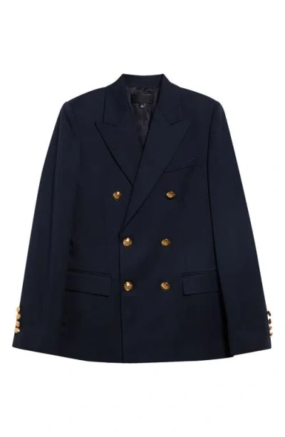 Nili Lotan Bruni Double Breasted Virgin Wool Jacket In Blue