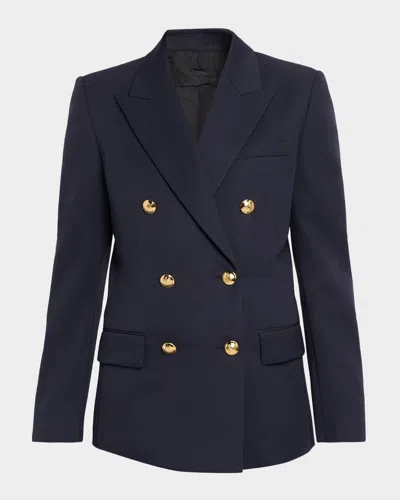 Nili Lotan Bruni Virgin Wool Double-breasted Blazer In Blue