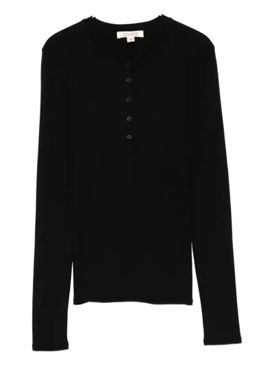 Nili Lotan Button-fastening Polo Top In Black