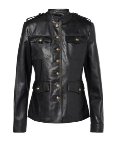 Nili Lotan Button Leather Jacket In Black