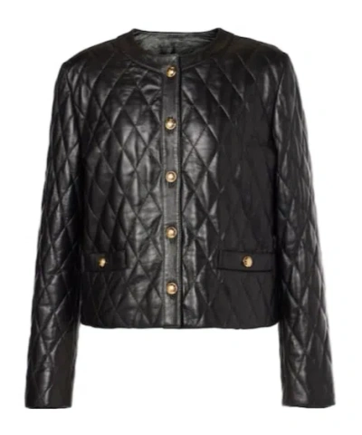 Nili Lotan Button Leather Jacket In Black