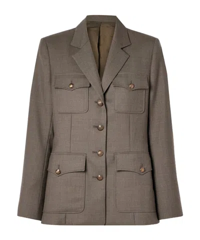 Nili Lotan Button Long Sleeve Casual Jacket In Brown