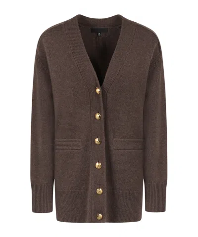 Nili Lotan Button Long Sleeve Sweater In Brown