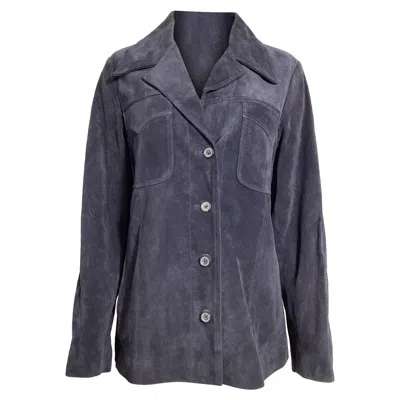 Nili Lotan Buttoned Overshirt Jacket In Violet Suede In Purple