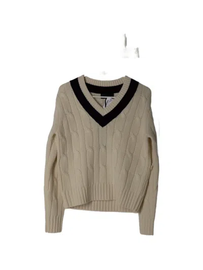 Nili Lotan Cable Knit V-neck Sweater In Neutral