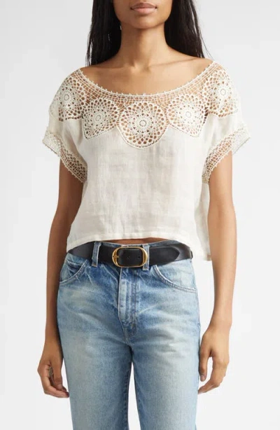 Nili Lotan Caila Crochet Crop Top In White