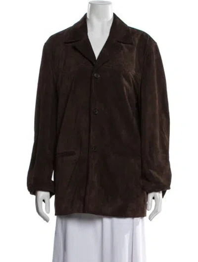 Pre-owned Nili Lotan Calf Leather Blazer In Brown