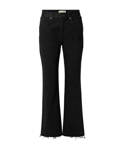 Nili Lotan Calla Frayed High-rise Straight-leg Jeans In Black