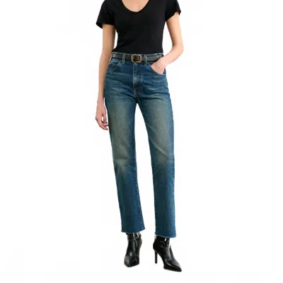 Nili Lotan Calla High-rise Slim Straight Leg Jeans In Simon Wash In Blue