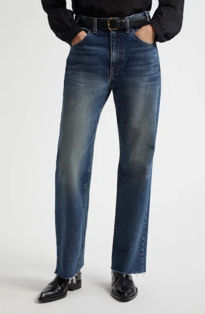 Nili Lotan Calla Straight Leg Raw Hem Jeans In Simon Wash