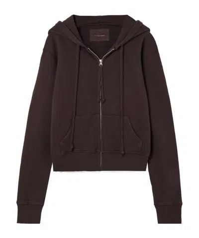 Nili Lotan Callie Cotton Knit Hoodie In Brown