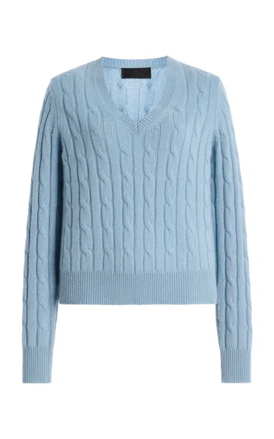 Nili Lotan Camelia Cable-knit Cashmere Sweater In Blue