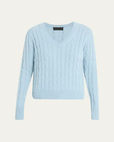 Nili Lotan Camelia Cable-knit Cashmere Sweater In Blue