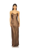 Nili Lotan Cami Silk Charmeuse Slip Dress In Brown