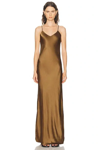 Nili Lotan Cami Silk-satin Gown In Brown