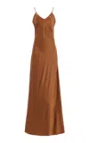 Nili Lotan Cami Silk Charmeuse Maxi Slip Dress In Brown