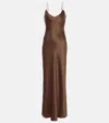 Nili Lotan Cami Silk Charmeuse Slip Dress In Brown