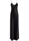 Nili Lotan Cyrielle Open-back Silk-charmeuse Gown In Black