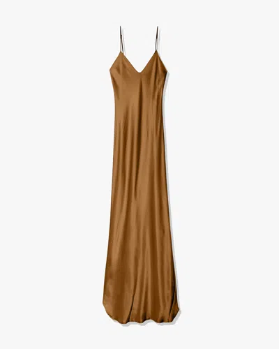 Nili Lotan Cami Silk Gown In Brown